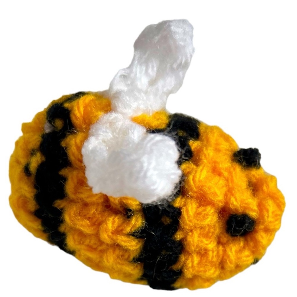 Hand Crafted Yellow Bumblebee Cat Toy Crochet Organic Catnip Interactive Toy - Picture 7 of 12